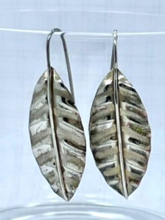 1.5 inch Jewelry - Vintage 925 Sterling Silver Marked Leaf Dangle Earrings – Made in Mexico - ONS
